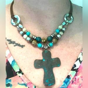 "Antiqued" Cross Necklace